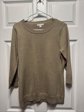 New York & Company Metallic Taupe Boatneck Sweater